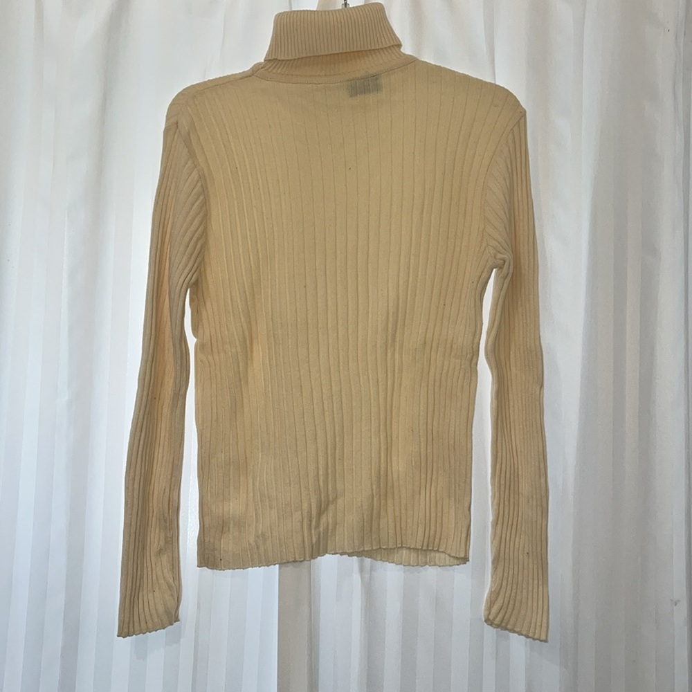 Cream Ribbed Turtleneck Sweater - Picture 3 of 3